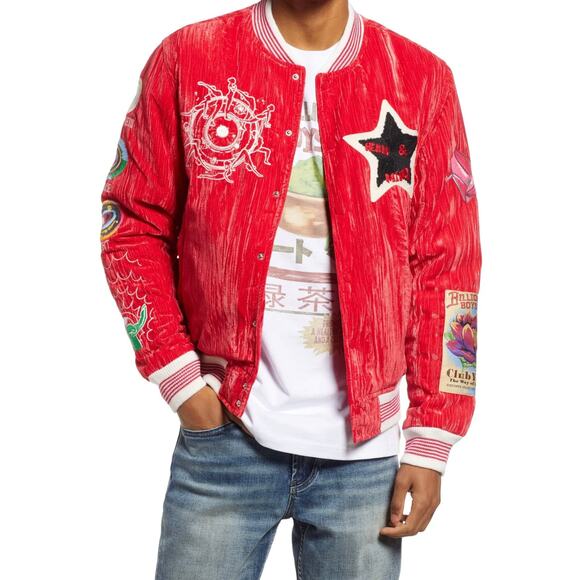 Billionaire Boys Club ‘Inner Peace’ Men's Red Bomber Jacket Medium - Picture 1 of 8